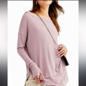 We The Free Lilac Waffle Knit Oversized Tunic Sweater Size M North Shore Beach